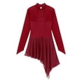 thumbnail image 6 of DPOIS Women's Figure Skating Dress Long Sleeve Gymnastic Ballet Leotard Dress Burgundy M, 6 of 7