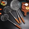 thumbnail image 4 of XSCPXTT Stainless Wire Drain Kitchen Slotted Spoon - Thickened Rosewood Handle, Perfect for Hot Pot, Noodles, and Malatang Draining Silver, 4 of 8