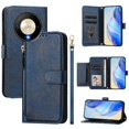 thumbnail image 1 of Funda para Honor X50 5G con cremallera tipo cartera, tarjetero, marco de fotos, soporte y cordón, de piel sintética. azul, 1 of 5
