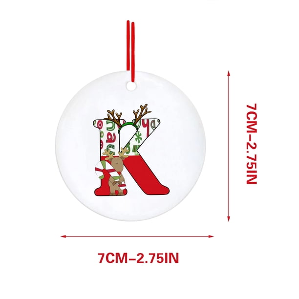 Decoraciones Del Árbol de Navidad con 26 Letras Del Alfabeto, Rojo Acrílico Fawn Colgante Ornamentos para el Hogar, Decoración Personalizada Del Árbol de Navidad para la Temporada de Vacaciones