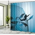 thumbnail image 4 of Ambesonne Mermaid Shower Curtain, Flight of Dolphins, 69"Wx84"L, Blue, 4 of 4