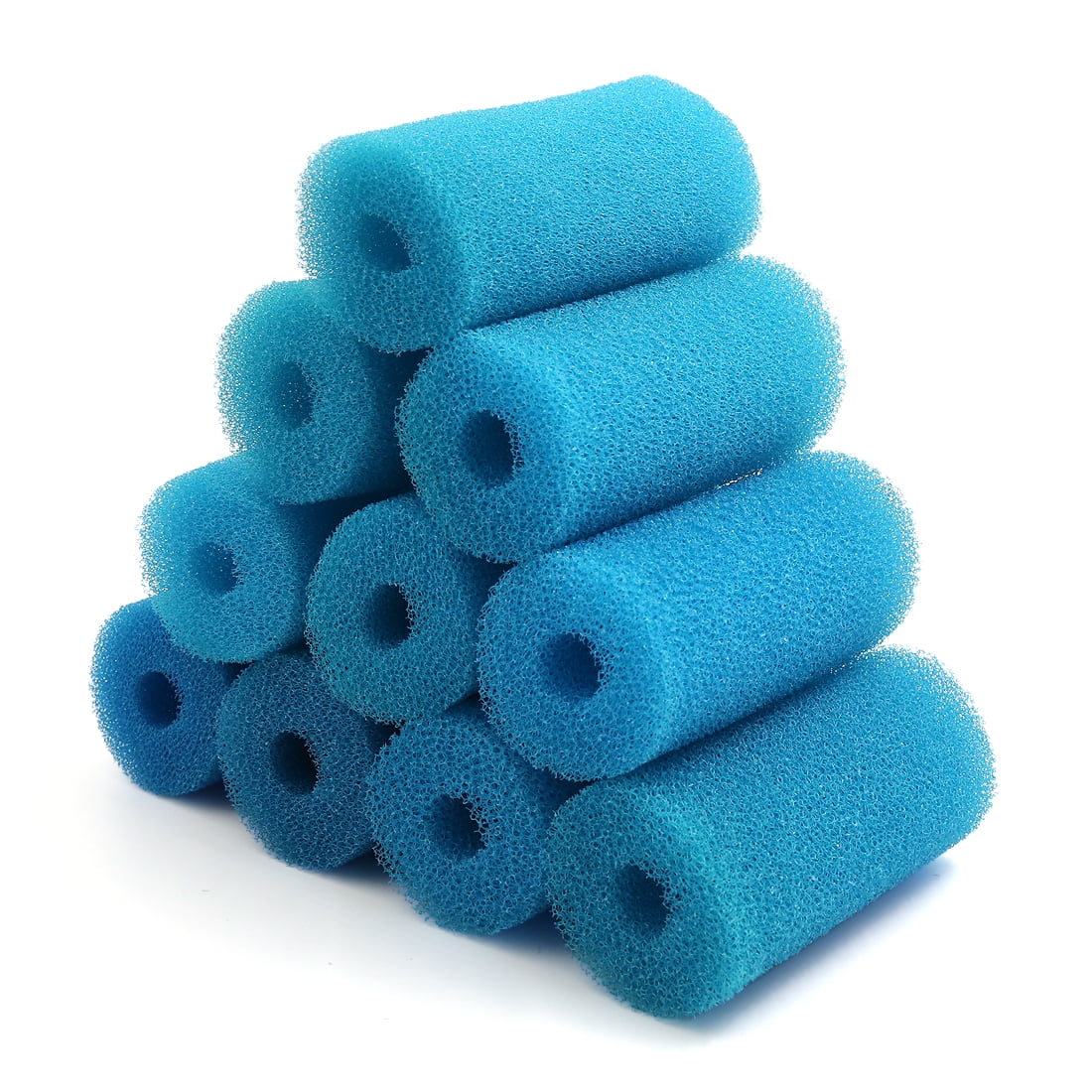 10pcs Blue 2.6inch Dia Cylinder Aquarium PreFilter Sponge Filter