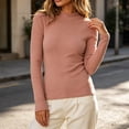 thumbnail image 4 of Diufon Mock Neck Tops for Women Long Sleeve Fleece Lined Thickened Warm Pullover Fall Winter Slim Fitted Layering Blouse, 4 of 8