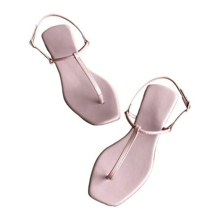 

Ritualay Womens Flat Sandal Summer Sandals Clip Toe Thongs Non-Slip Comfy Casual Shoe Party Pool Ankle Strap Beach Shoes Pink 7.5