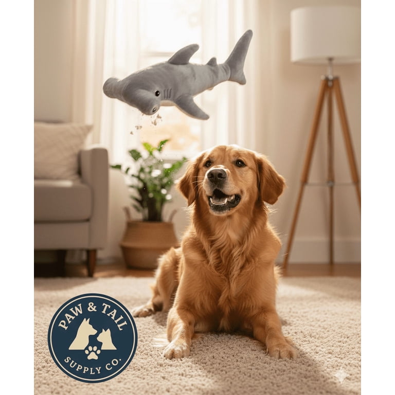 Spunky Pup Clean Earth Plush Hammerhead Shark, Large Dog Toy