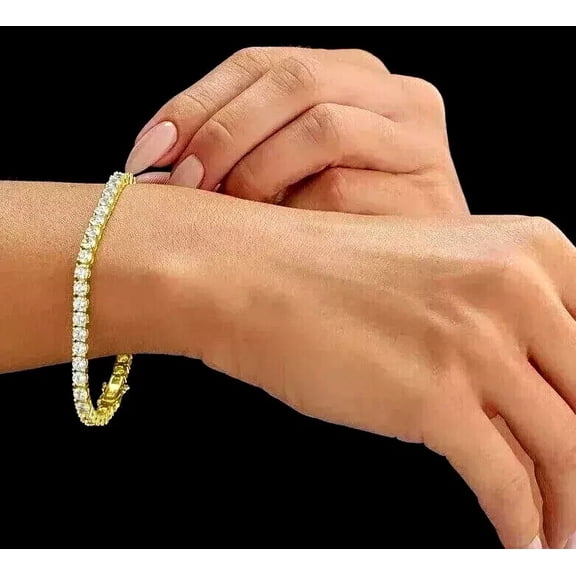 6Ct Round Cut Lab Created Diamond Women's Tennis Bracelet 14K Yellow Gold Plated