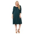 thumbnail image 2 of Pastel by Vivienne Women's A-Line Trapeze Midi Dress Plus Size Hunter-Green XX-Large, 2 of 4