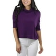 thumbnail image 4 of ToBeInStyle Women's 3/4 Sleeve Cowlneck Relaxed Fit Cropped, 4 of 39