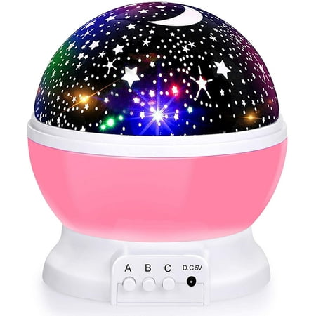 

Night Light for Kids Moon Star Projector - USB Cable 360 Degree Rotation Romantic Night Lighting for Baby Kids