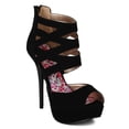 thumbnail image 1 of Qupid AH29 Women Nubuck Caged Stiletto Platform Stiletto Heel, 1 of 6