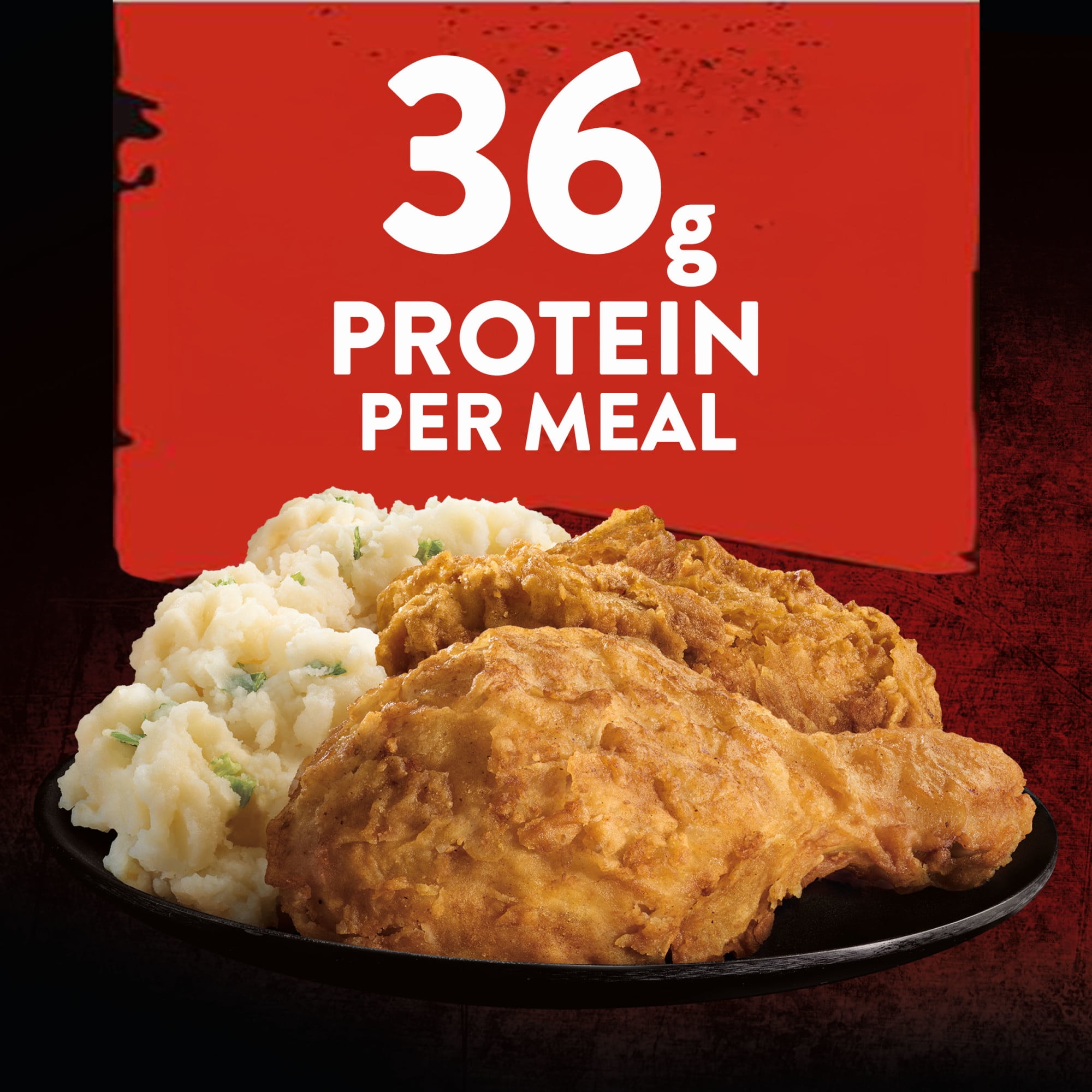 Banquet MEGA Meats Original Crispy Chicken with Mashed Potatoes, 36g Protein, Frozen Meal, 14.25 oz.