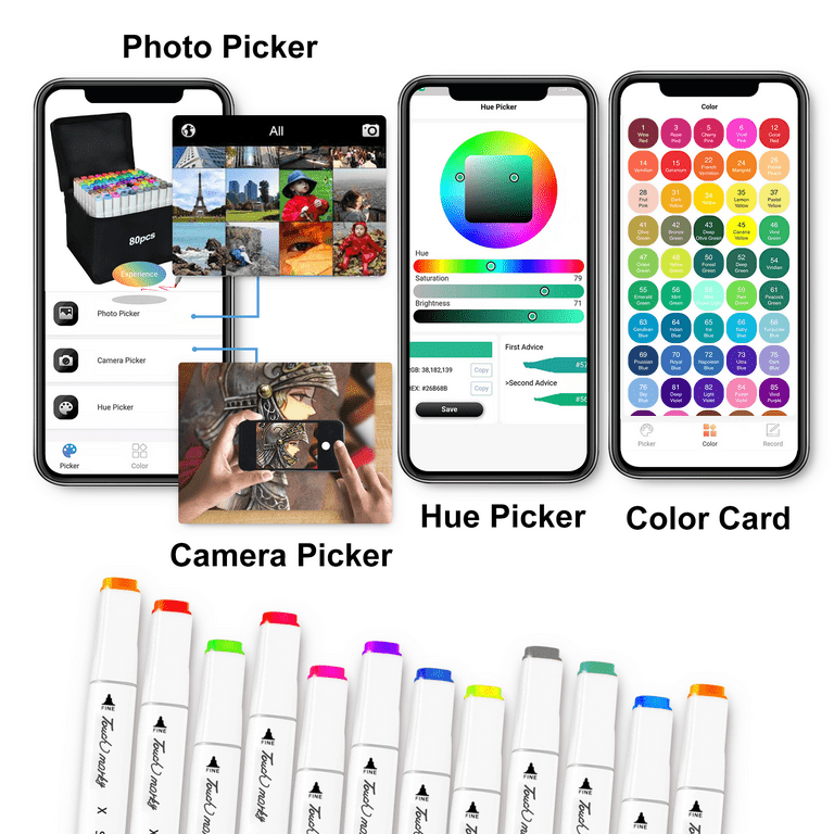 80 Colors Alcohol Markers for Kids, App for Improve Painting