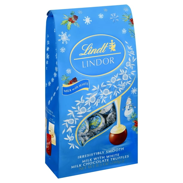 Lindt Lindor Milk With White Chocolate Candy Truffles, 8.5