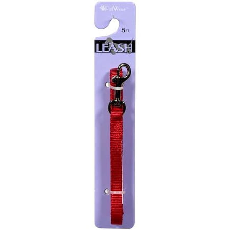 PetWear Nylon Dog Leash, Red, 5'