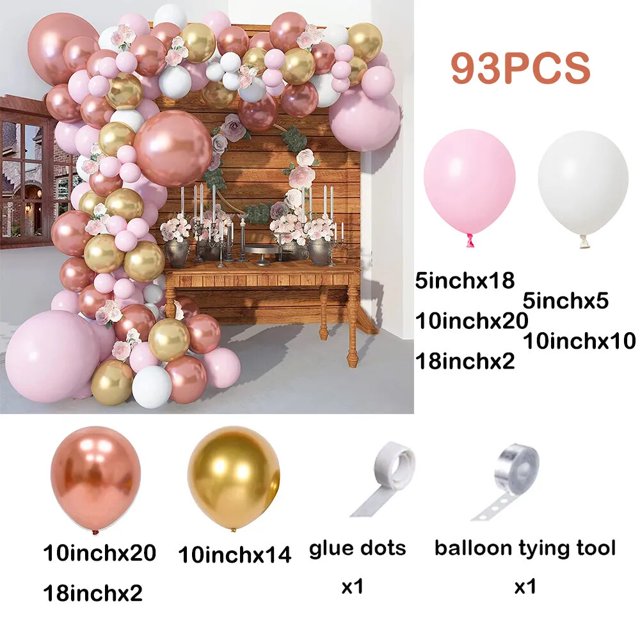 Decoración Para fiesta de cumpleaños de niñas, Kit de arco de guirnalda de globos rosas, globo de látex dorado, tema de cisne, Baby Shower, decoración de boda, 123 piezas
