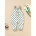 thumbnail image 4 of Suealasg Toddler Girls Boys Suspender Overalls Pants 6M 12M 18M 24M Sleeveless Checkerboard Print Knitted One Piece Jumpsuit for Baby Boy Girl, 4 of 9