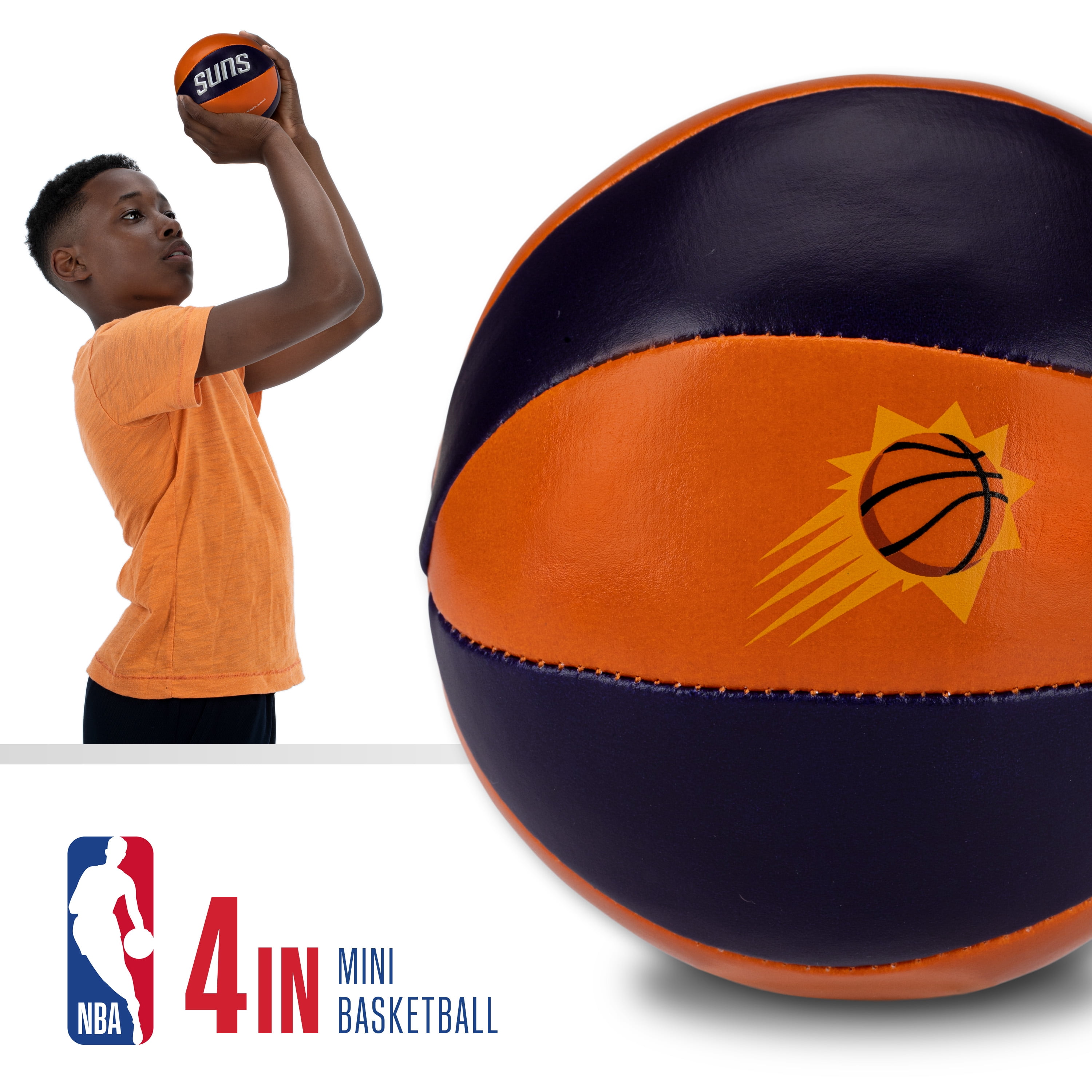 Franklin Sports NBA Phoenix Suns Toy Basketballs - 2 Pack of Kids Soft Mini Basketballs for Over the Door + Indoor Hoops - NBA Fan Shop Kids Soft Toy Basketballs - (2) Mini Balls Included