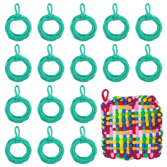 Uxcell 100 Pcs Potholder Loom Refill Loops, Elastic Potholder Weaving Refill Loops Knitting Kit Supplies in Rainbow Colors for Girls DIY Crafts 7" Weaving Loom, Cyan