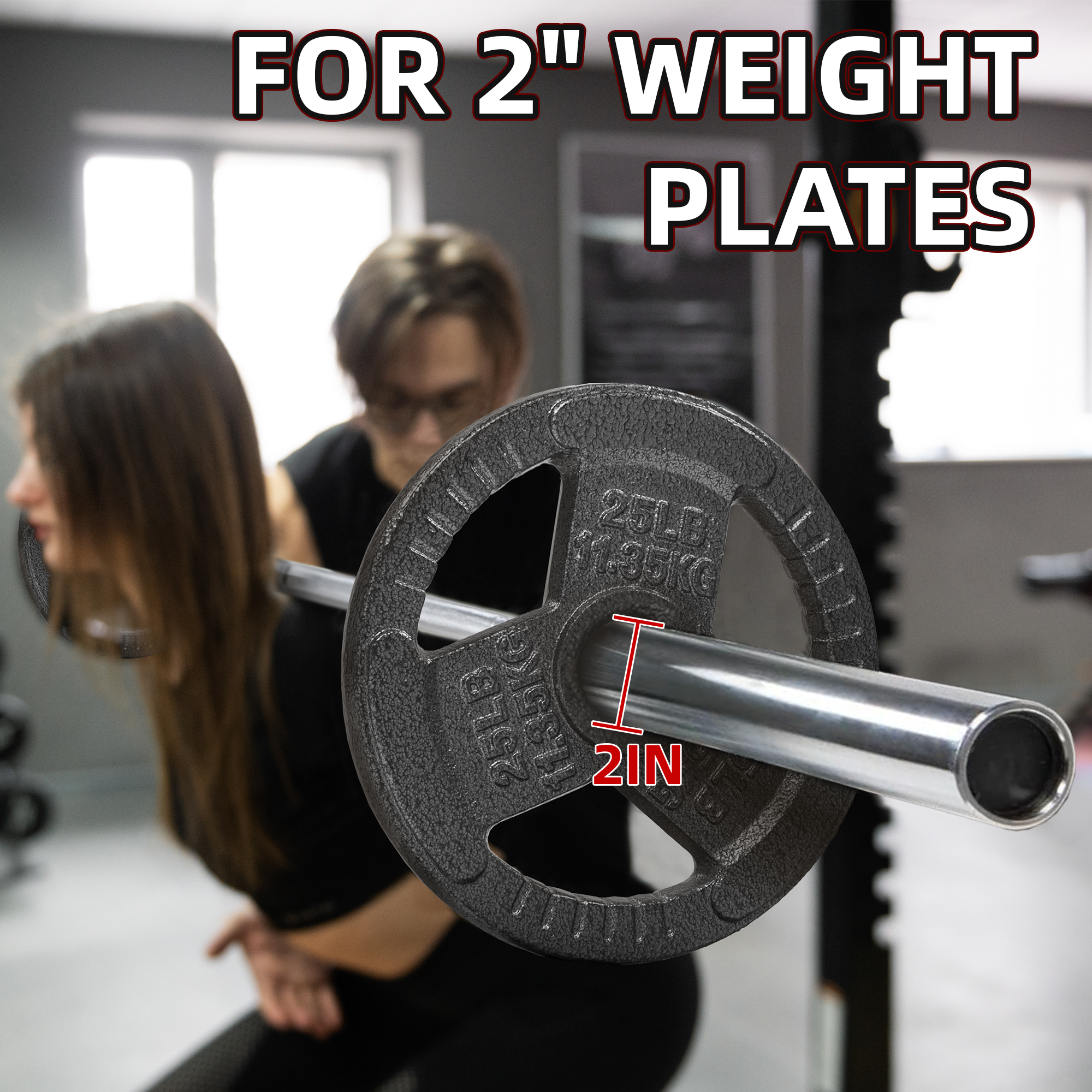 Signature Fitness Olympic Straight Barbell, 6FT Alloy Steel Weightlifting Bar with 2IN Sleeves, Silver Finish for Bench Press and Squats