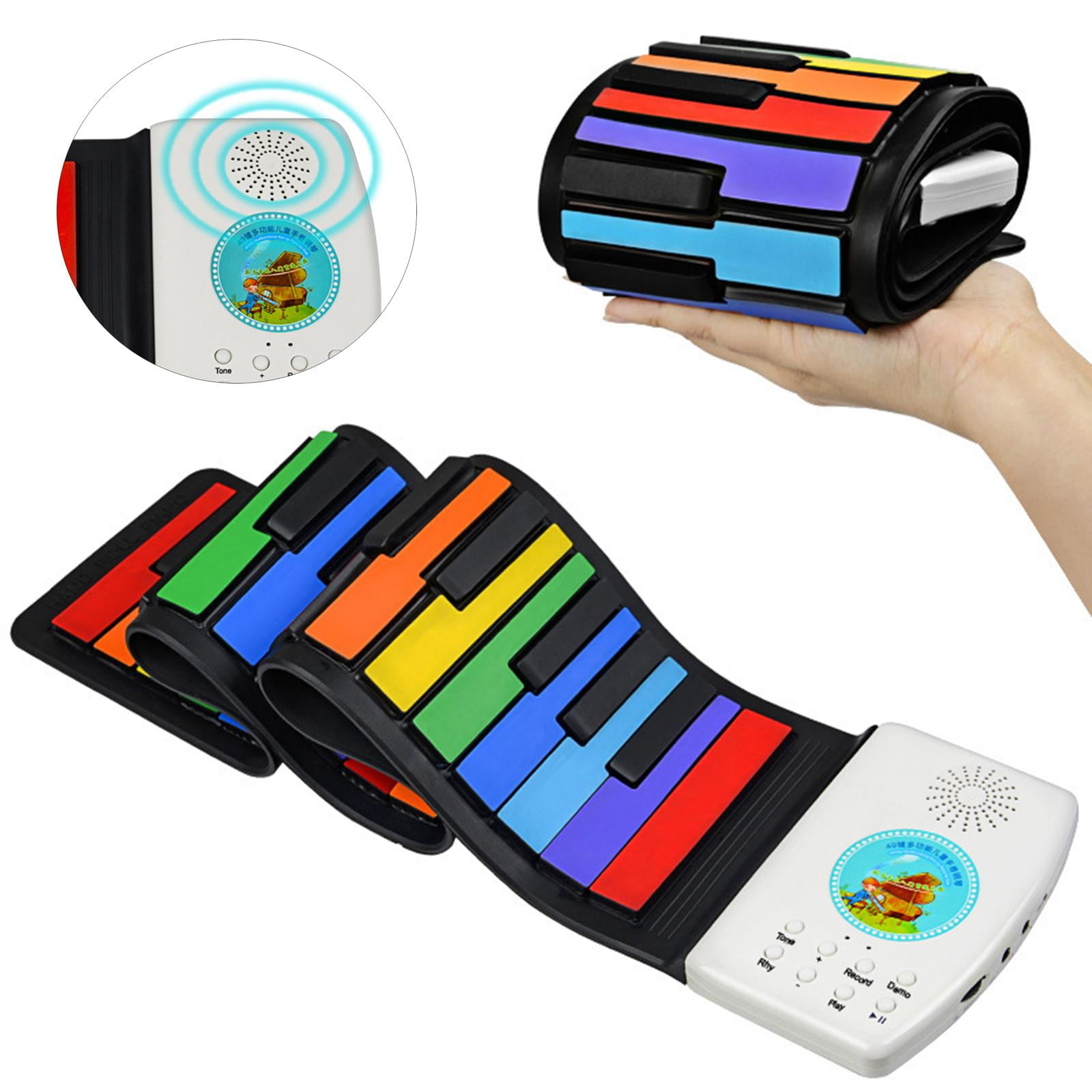 LeeQinersw 49 Keys Digital Keyboard Flexible Roll Up Piano Digital Keyboard Piano Hand Roll Rainbow
