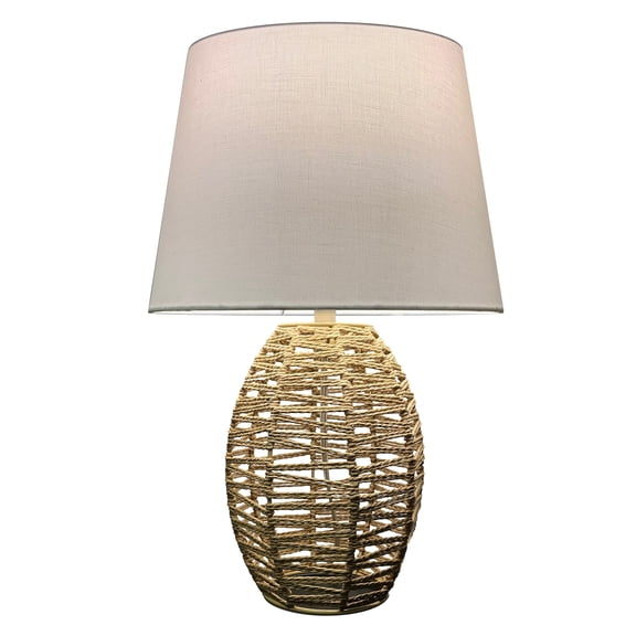 Dainolite 1 Light Table Lamp, Natural w/ Beige Shade