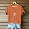 thumbnail image 4 of Women's Germany Football Graphic T-Shirt, Women's V-Neck T-Shirt German Soccer Letter Print Graphic Tee, Casual Fashion Top, Summer Short Sleeve Blouse for Soccer Tournament 2026 Saffron Size: 2XL, 4 of 4