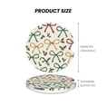 thumbnail image 2 of Round Ceramic Car Coasters 2 Pack Absorptive Clean Cork Bottom For Anti-Slip Use On Most Cars Festive Thin Holiday Ribbon Bow Pattern, 2 of 8