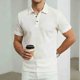 thumbnail image 3 of Mens Casual Manga Corta Botón Abajo Camisas de Color Sólido Turndown Cuello Blusa, Suelto Ajuste Superior para el Verano, 3 of 6
