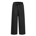 thumbnail image 4 of Atogsazn Women's Wide Leg Linen Pant Casual Loose Lightweight Pants Drawstring Fashion Trouser with Pockets Black XXL, 4 of 7