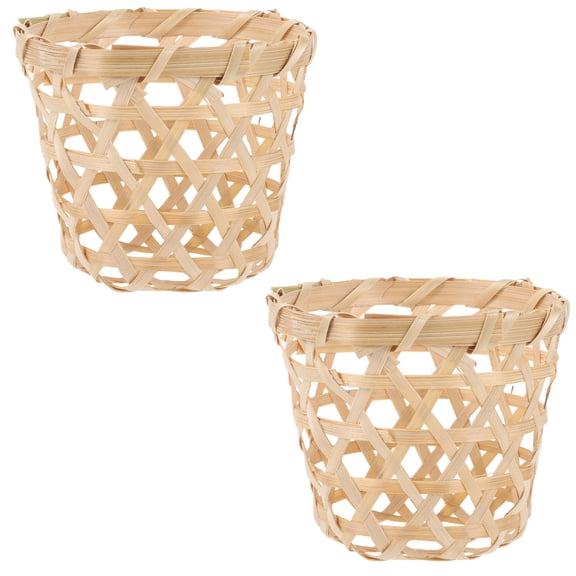 ULTNICE Khaki Bamboo Woven Cup Holder Lightweight Sustainable Home Decor 2Pcs