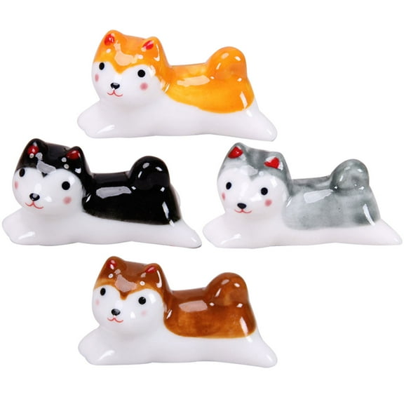 4 Pcs Ceramic Chopstick Rest Spoon Animal Decor Small Dog Home Accessories Pillow Decorative