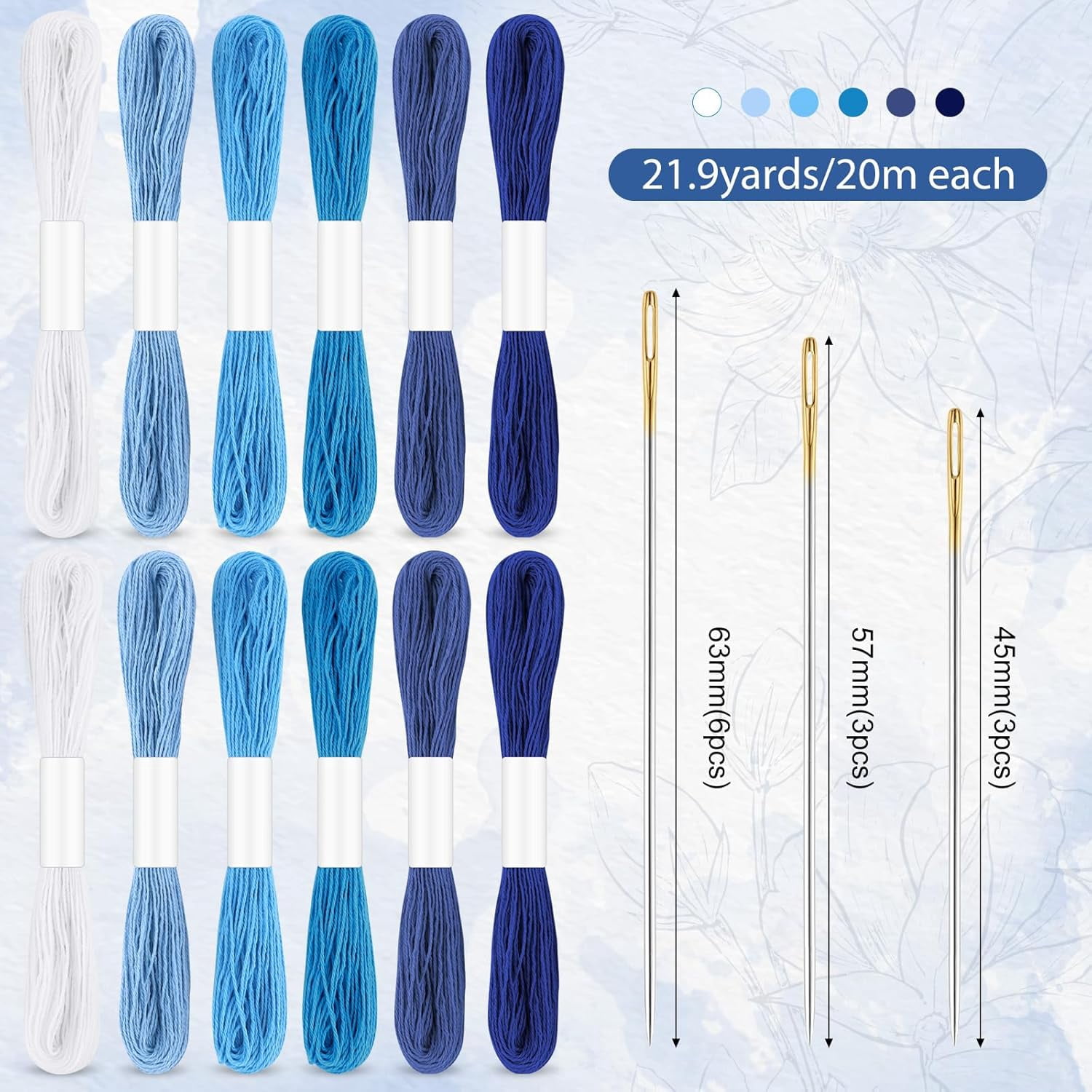 37 Pcs Sashiko Thread Kit Sashiko Needles Cotton Thimble Sashiko Patterns Embroidery Projects for Sewing Hand Quilting Mending Supplies