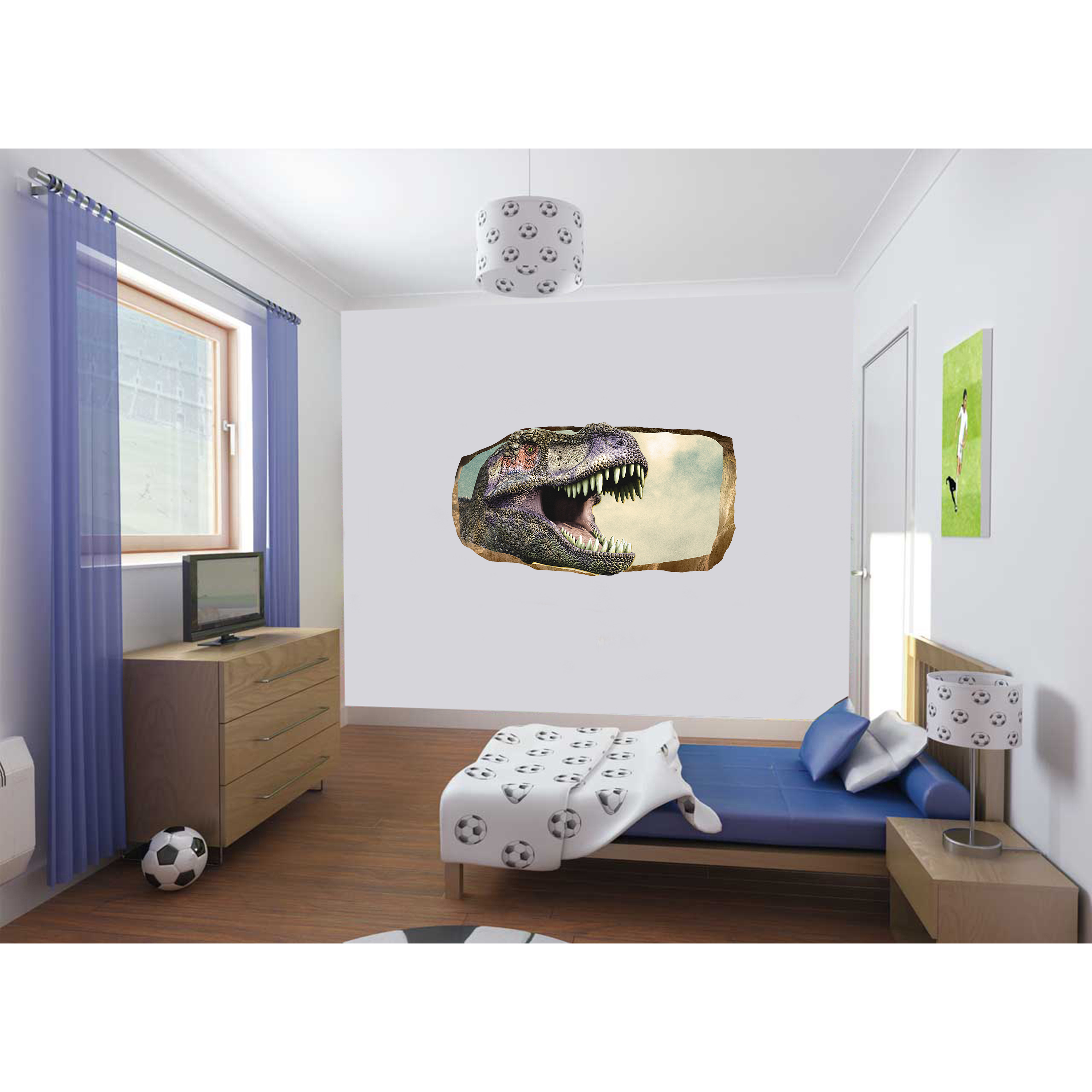 Startonight 3D Glow-in-the-Dark Dinosaur Wall Mural - 32.28"x59.06" Jurassic World Wallpaper For Kids Bedroom, Easy Install - View #2