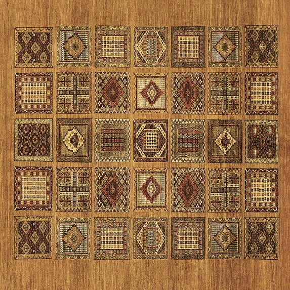 Ahgly Company Indoor Square Abstract Brown Modern Area Rugs, 5' Square