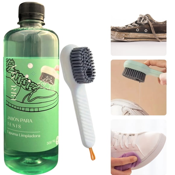 BRUMA Espuma Limpiadora para Tenis y Sneakers 500 ml con Cepillo, Jabón para Calzado y Suela