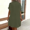 thumbnail image 4 of Asgosdo Dresses for Women Cotton Short Sleeve Botton Loose Fit Casual Comfy Midi Dress with Pockets, 4 of 5