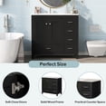 thumbnail image 5 of DTTRA 36" Bathroom Vanity with Ceramic Sink, Solid Wood Frame Storage Cabinet, Soft Close Doors, 5 Drawers and Handles, Black, 5 of 8