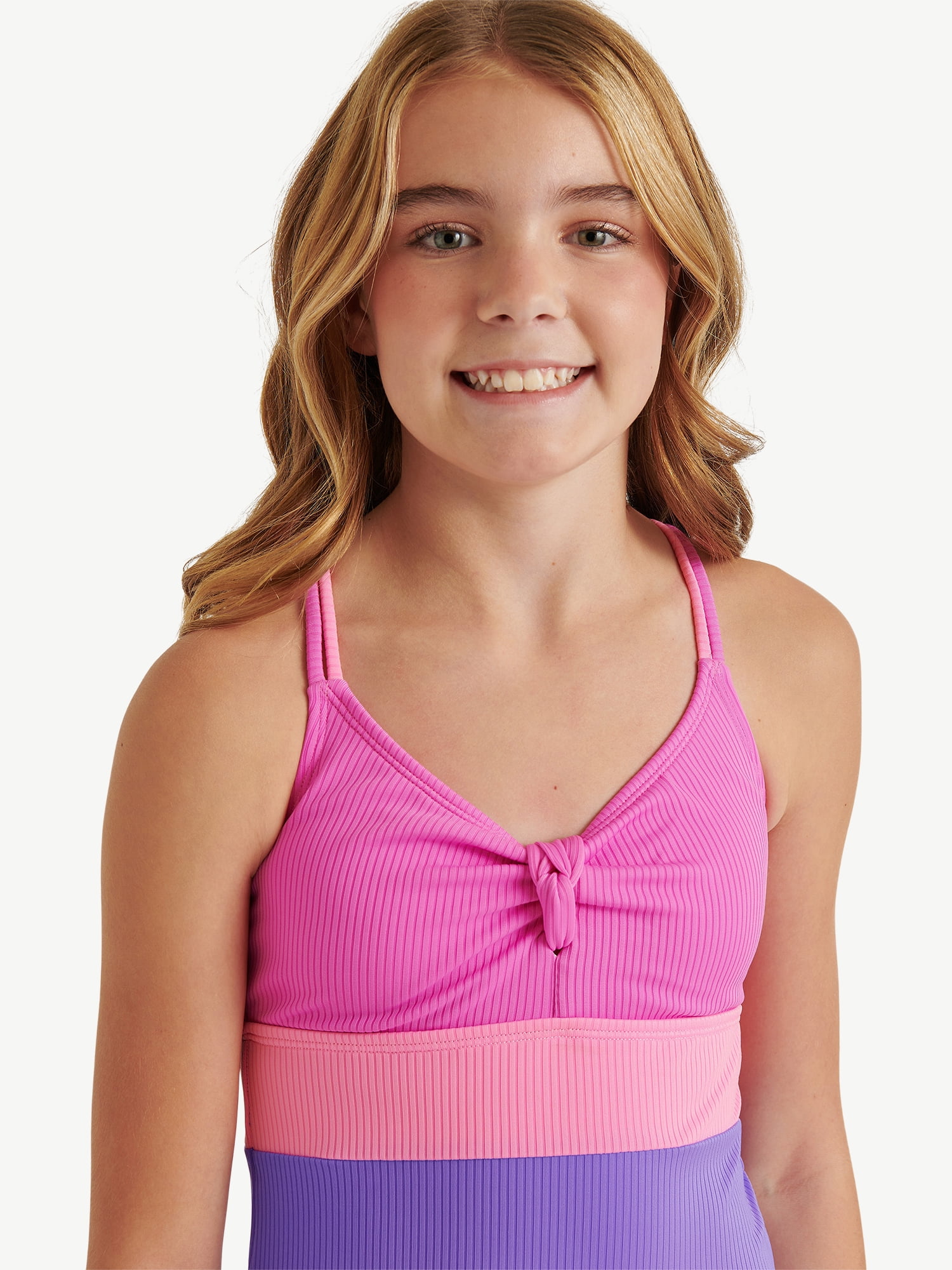Justice Girls One Piece Ribbed Keyhole Swimsuit, sizes XS-XL