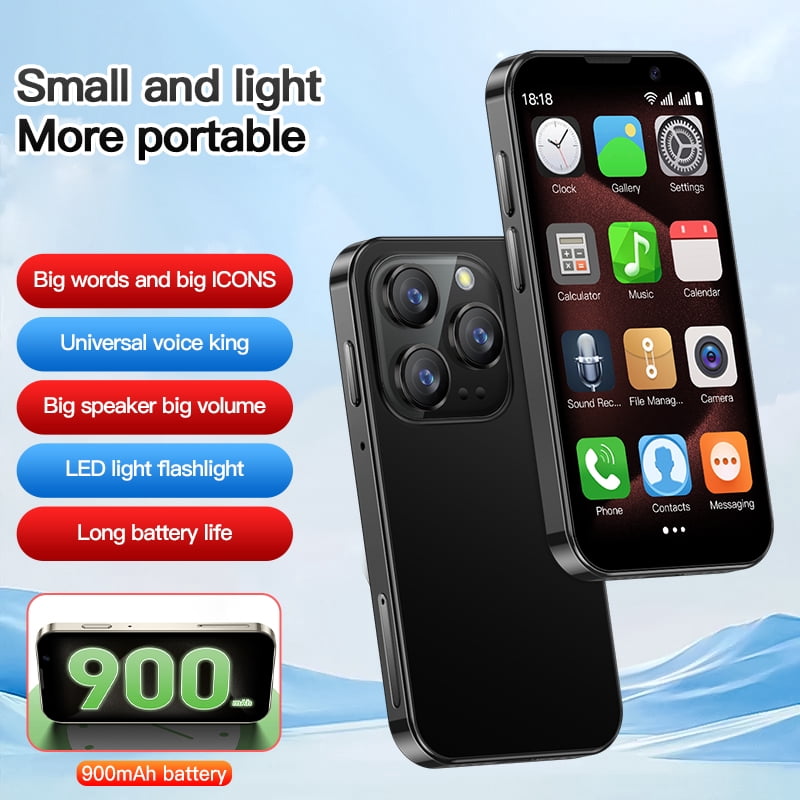 AIEK XS18 Pro 3.0" Mini Smart Phone Android9.0 Face ID 2GB RAM 16GB ROM Facial Recognition Dual SIM Standby 3G Small Phone