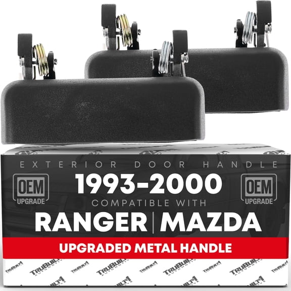 Exterior Front Driver & Passenger Door Handle, Upgraded Metal - Compatible with 1993-2000 Ford Ranger, 94-00 Mazda B2300 B2500 B3000 B4000 - Textured Black - OEM F37Z-1022404-A, 90022, 90021