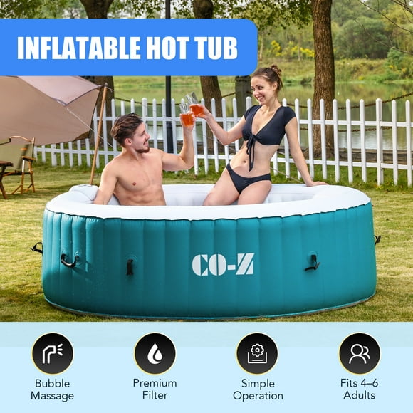 CO-Z 7' Inflatable Hot Tub Portable 4-6 Person Round Spa Tub for Patio Backyard Green