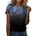 thumbnail image 1 of TSADFHJI Chandails pour Femmes en Coton Mode Décontractée pour Femmes Dégradé à Paillettes Imprimé Col Rond T-Shirt Ample, 1 of 5