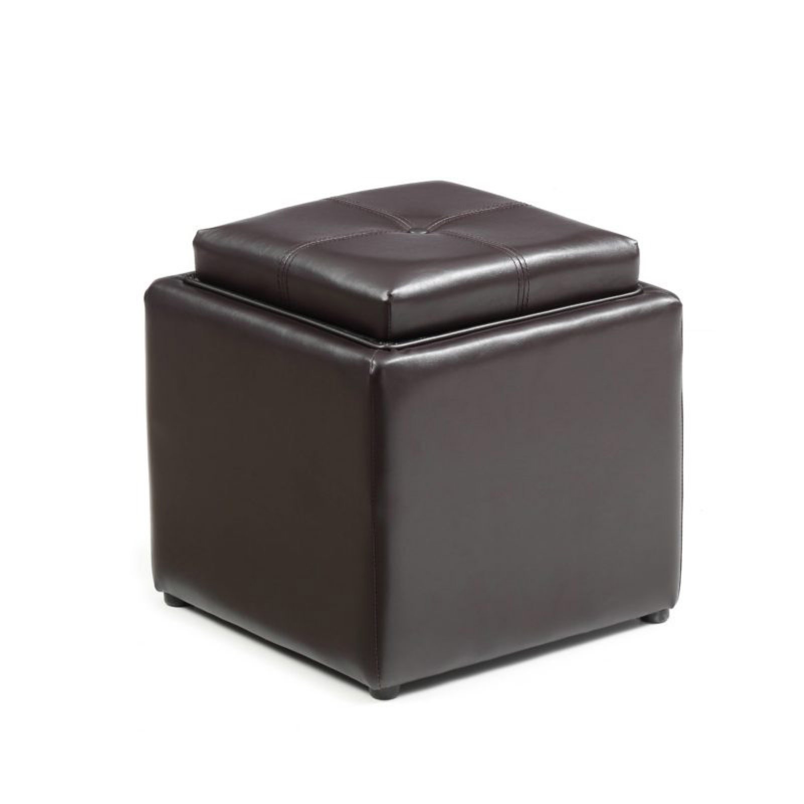 Hodedah Imports Small Ottoman with Flip Over Tray