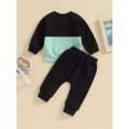 thumbnail image 5 of FEORJGP Toddler Infant Boys 2PCS Pants Sets Long Sleeve Pullover Contrast Color Sweatshirt Round Neck Tops and Drawstring Pants Sweatpants Sets Loose Casual Fall Clothes Set, 5 of 9