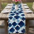 thumbnail image 4 of Navy Blue Geometric Moroccan Table Runner 48 Inches, Abstract Art Blue Ombre Modern Bed Runner Dresser Scarves Tabletop for Indoor Outdoor Parties/Ceremony/Banquet, 13" x 48", 4 of 8