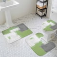 thumbnail image 3 of Sage Green Bathroom Rugs Set Grey Graffiti Modern Geometric Oil Paint Abstract Non Slip Absorbent Soft Bath Mats 3 Piece Set with Bathroom Rug, U-Shaped Floor Mat, Toilet Seat Cover Small Size, 3 of 9