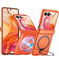 thumbnail image 1 of Vizvera para Motorola Razr 2024 Ultra/2025 Pro Case, Built-in Magnetic Ring Stand&Screen Protector, Ultra-Thin Shockproof Rugged Phone Case-Orange, 1 of 7