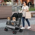 thumbnail image 2 of Gymax Double Pet Stroller w/ 2-seater Carrier Adjustable Sunshade Removable Pad Gray, 2 of 9