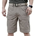 thumbnail image 5 of zeranth Men Summer Cargo Shorts Elastic Waist Button Zipper Fly Pockets Casual Shorts Straight Wide Leg Wear-resistant Short Pants, 5 of 7