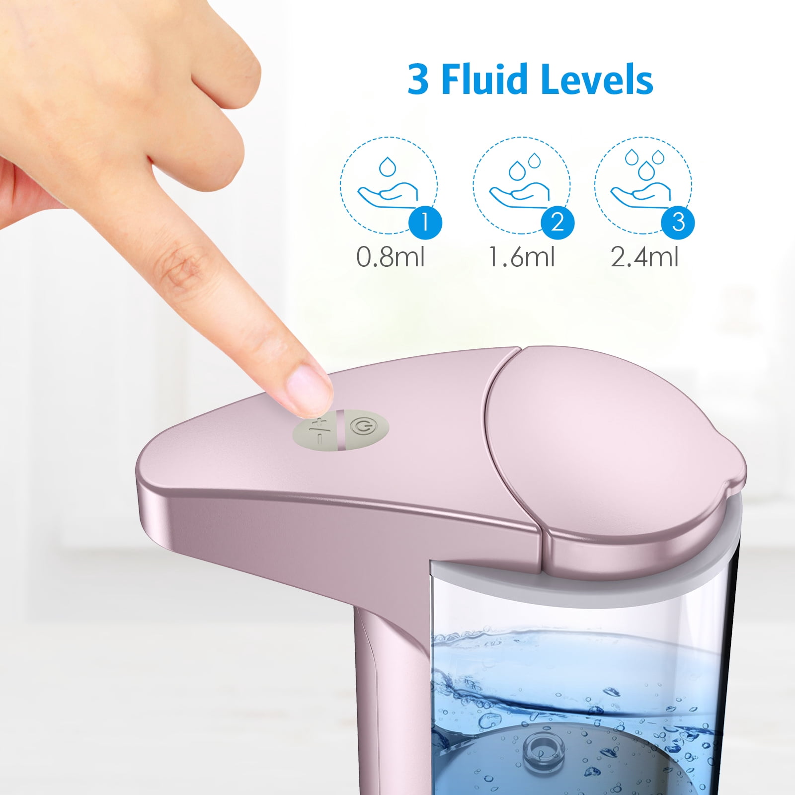 AMIR Soap Dispenser Hand Soap Dispenser Waterproof Liquid Soap Dispenser Automatic Soap Dispenser for Kitchen Bathroom Washroom Toilet Facial Cleanser Pink